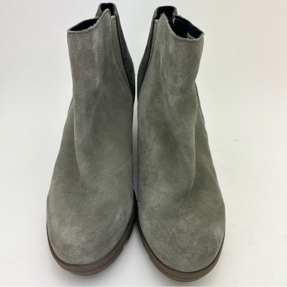 Sorel Joan of Arctic II Wedge Boots Suede Sage Green Sz 7.5 Waterproof Zip Fall - Picture 3 of 9
